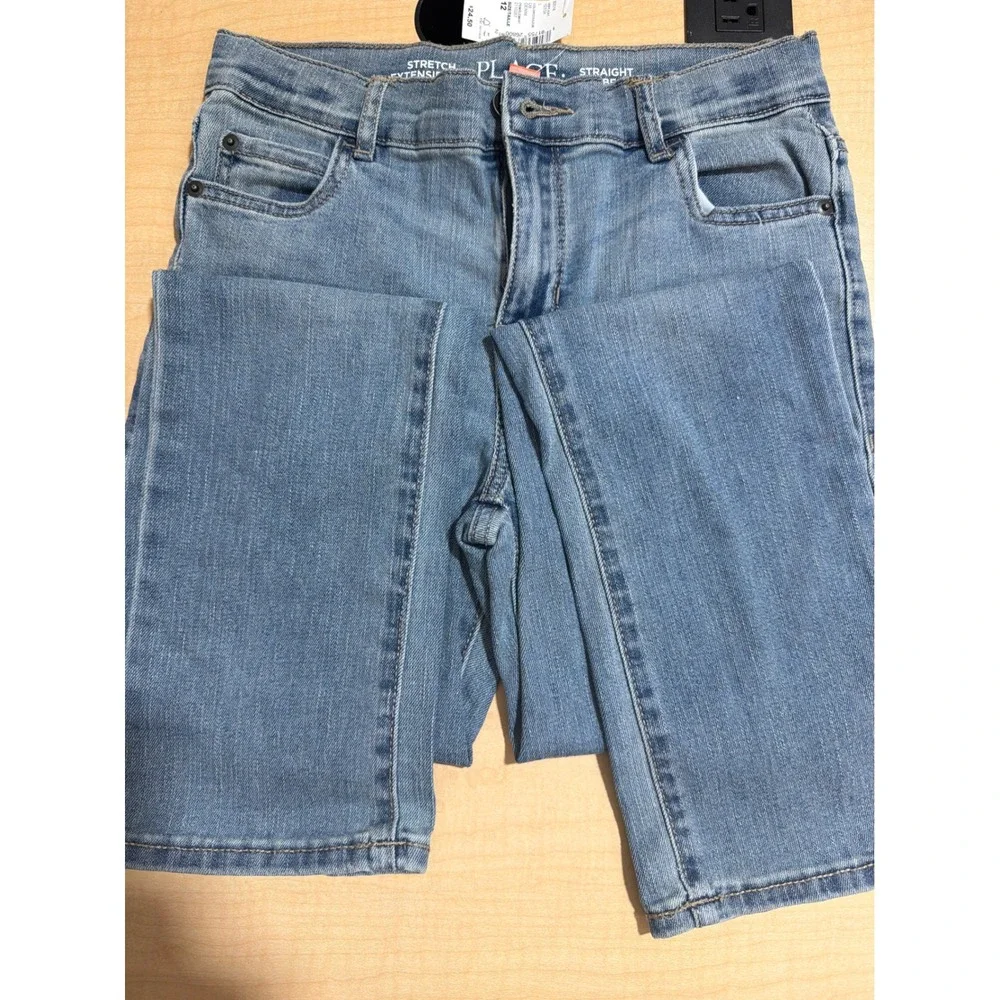 The Children's Place Boys Straight Leg Stretch Jeans Med Wash Blue Size 12 NWT